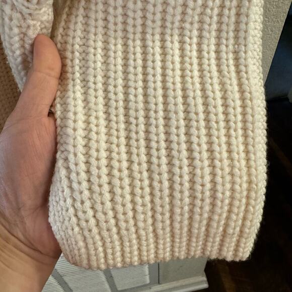 Equipment Femme 100% Wool Cable Knit Sweater Dolman Sleeve Cream Sweater Large - Picture 4 of 7